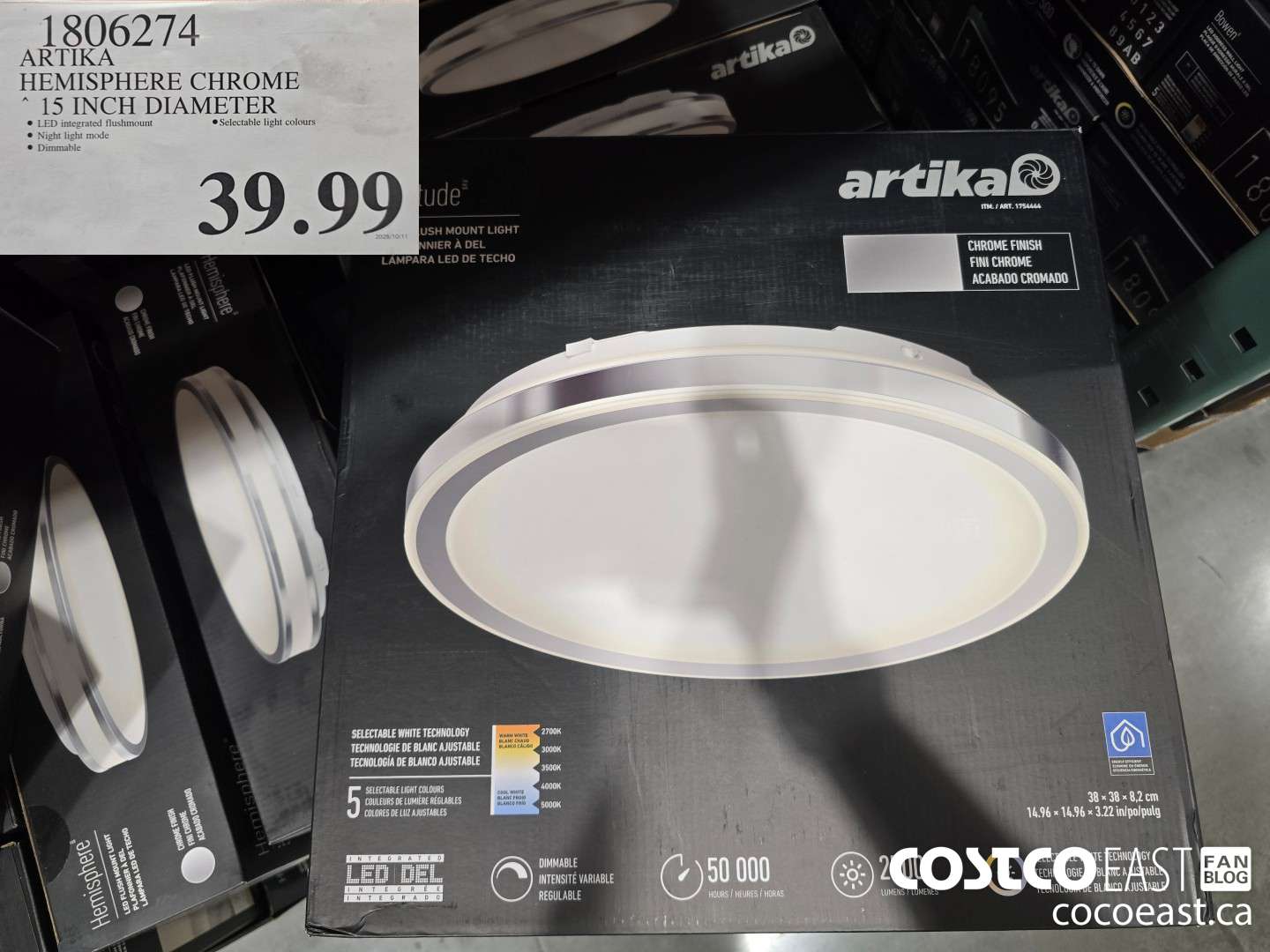 1806274 ARTIKA HEMISPHERE CHROME 15 INCH DIAMETER $39.99