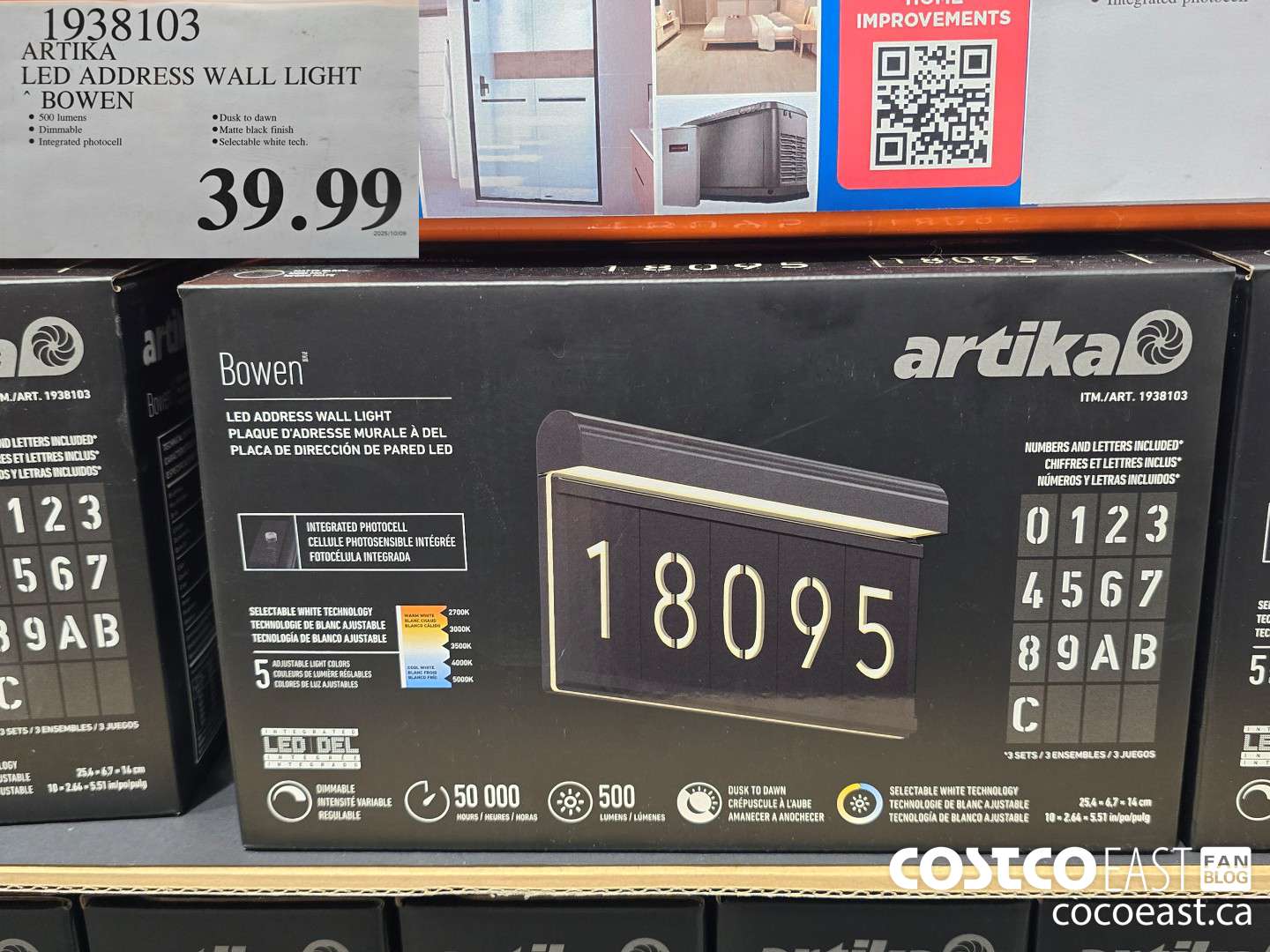 1938103 ARTIKA LED ADDRESS WALL LIGHT BOWEN $39.99