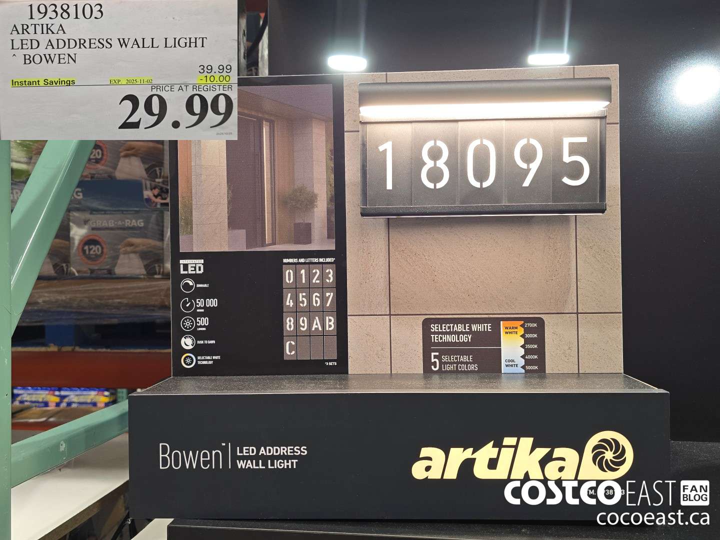 1938103 ARTIKA LED ADDRESS WALL LIGHT BOWEN ($10.00 INSTANT SAVINGS EXPIRES ON 2025-11-02) $29.99