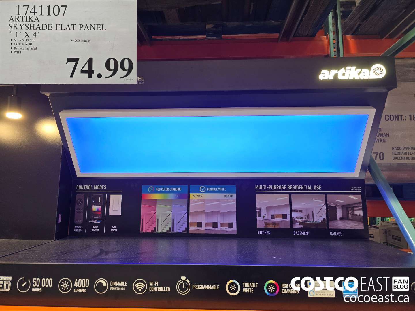 1741107 ARTIKA SKYSHADE FLAT PANEL 1' X 4' $74.99