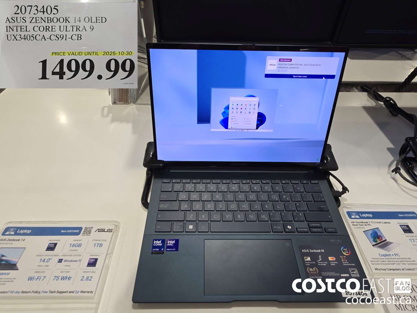 2073405 ASUS ZENBOOK 14 OLED INTEL CORE ULTRA 9 UX3405CA-CS91-CB $1499.99