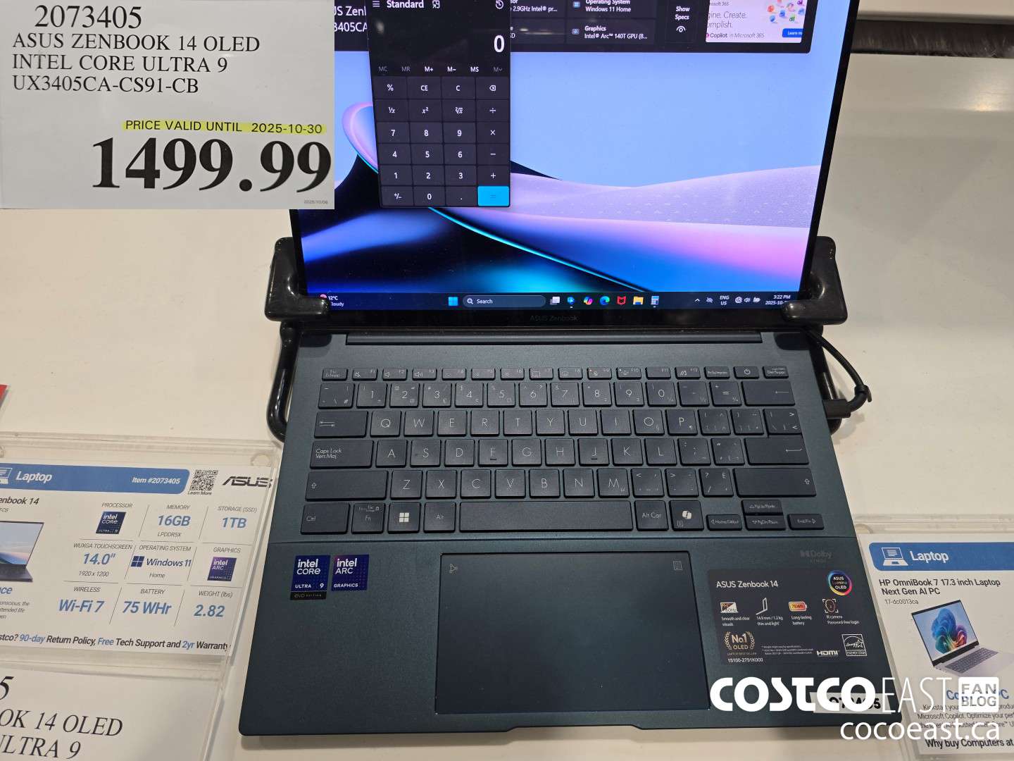 2073405 ASUS ZENBOOK 14 OLED INTEL CORE ULTRA 9 UX3405CA-CS91-CB $1499.99