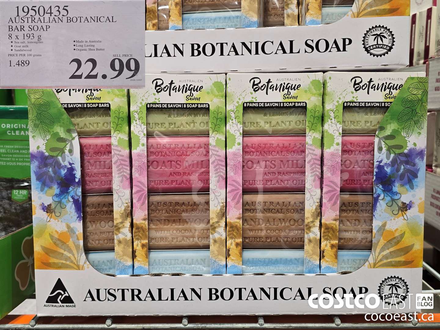 1950435 AUSTRALIAN BOTANICAL BAR SOAP 8 X 193 G $22.99