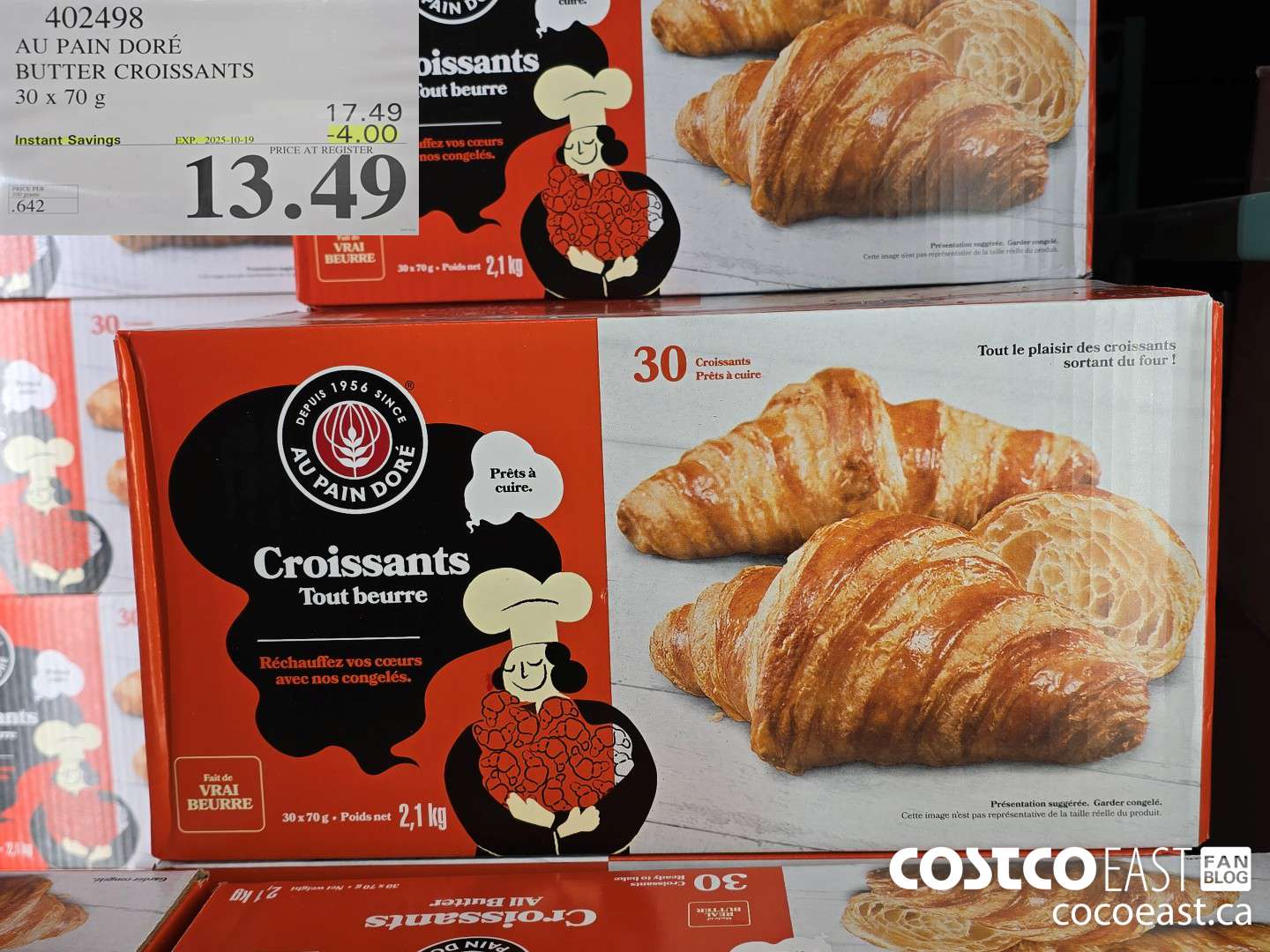 402498 AU PAIN DORE BUTTER CROISSANTS 30 X 70 G ($4.00 INSTANT SAVINGS EXPIRES ON 2025-10-19) $13.49