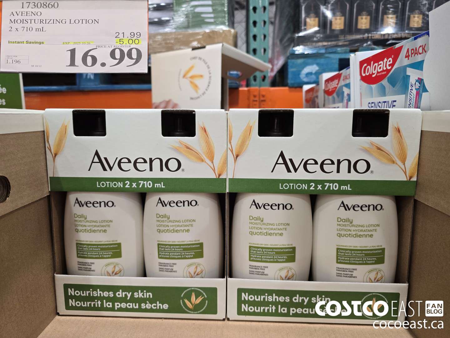 1730860 AVEENO MOISTURIZING LOTION 2 X 710 ML ($5.00 INSTANT SAVINGS EXPIRES ON 2025-10-26) $16.99