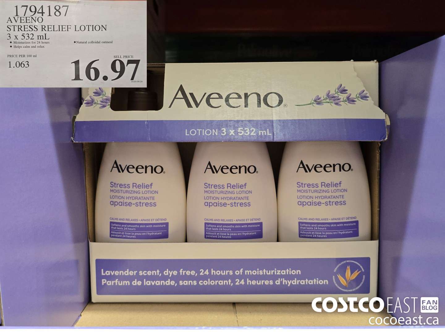 1794187 AVEENO STRESS RELIEF LOTION 3 x 532ml $16.97