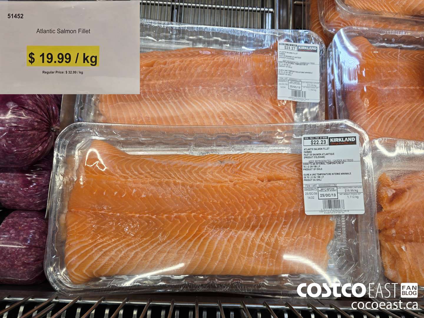 51452 Atlantic Salmon Fillet Regular Price: $ 31.99/kg DISCOUNT PER KG ($13.00 INSTANT SAVINGS)