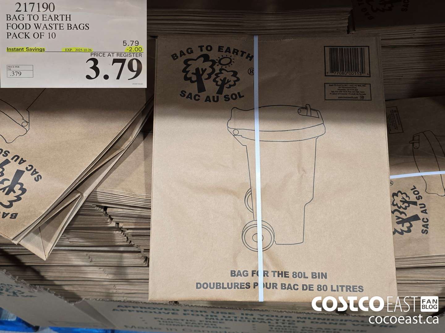 217190 BAG TO EARTH FOOD WASTE BAGS PACK OF 10 ($2.00 INSTANT SAVINGS EXPIRES ON 2025-10-26) $3.79