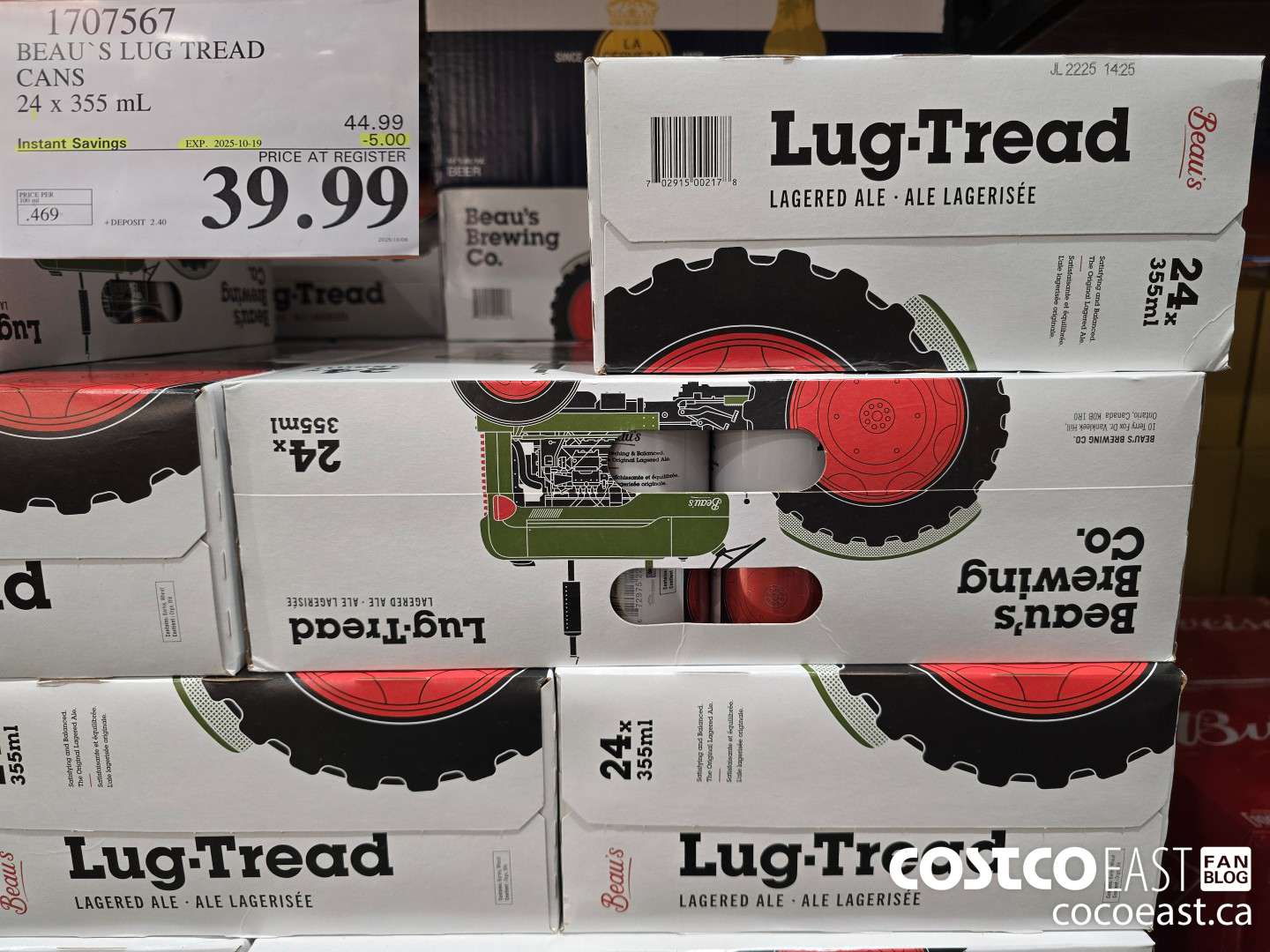 1707567 BEAU'S LUG TREAD CANS 24 x 355 mL ($5.00 INSTANT SAVINGS EXPIRES ON 2025-10-19) $39.99