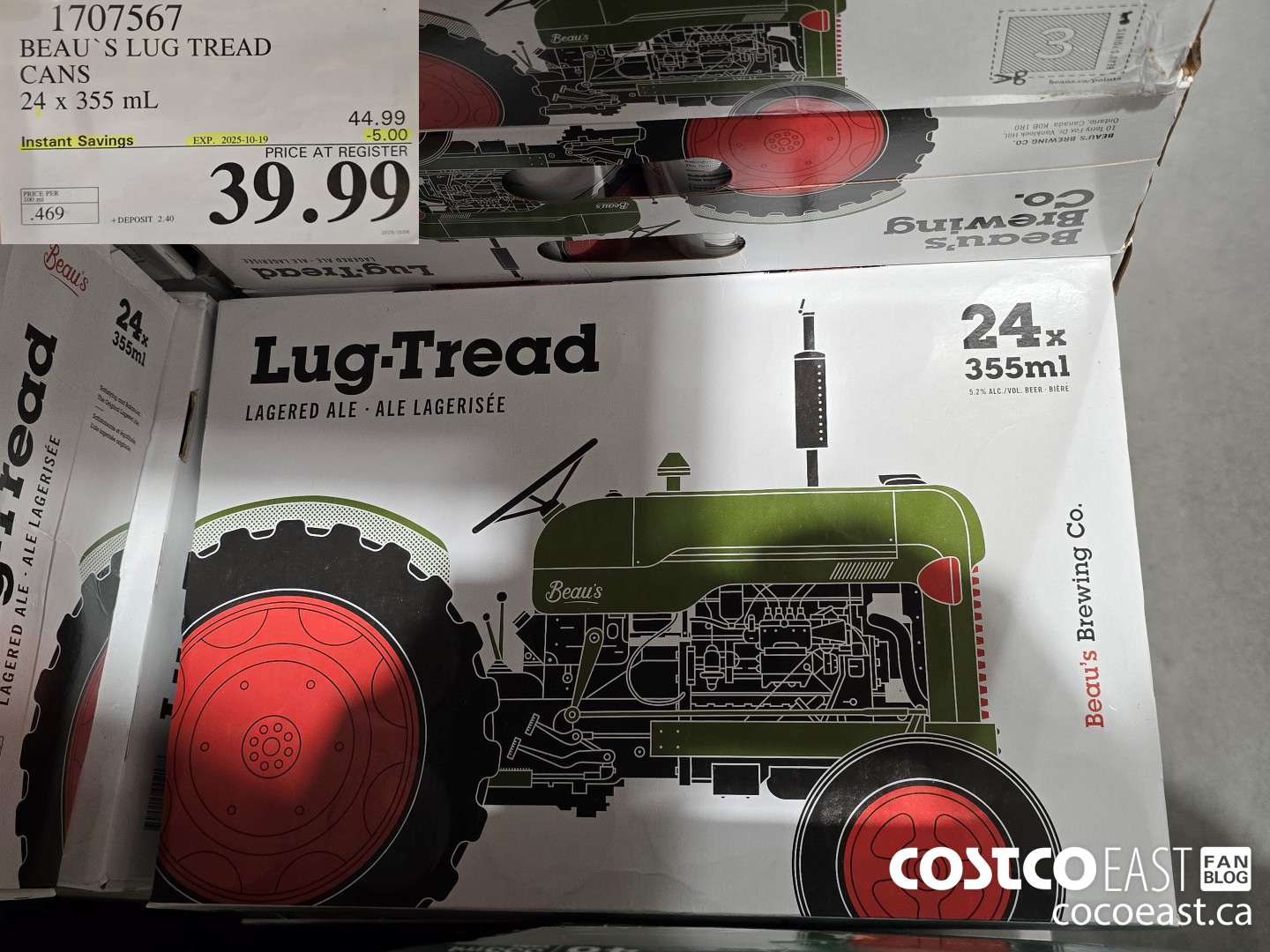 1707567 BEAU'S LUG TREAD CANS 24 x 355 mL ($5.00 INSTANT SAVINGS EXPIRES ON 2025-10-19) $39.99