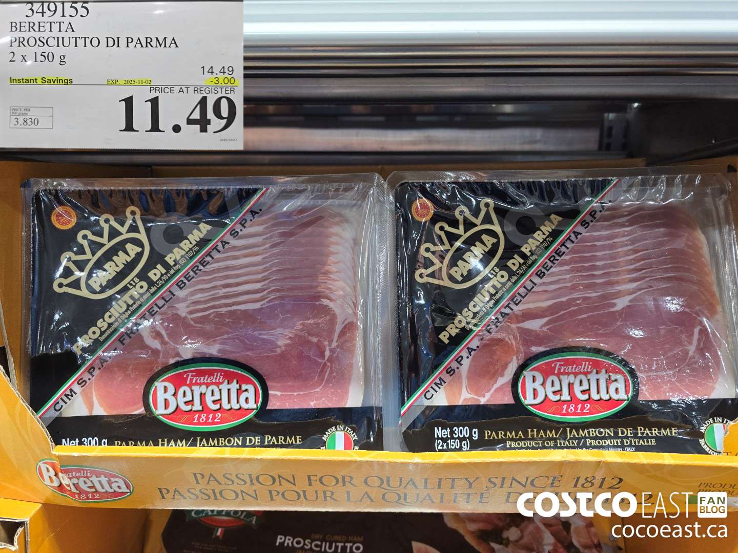 349155 BERETTA PROSCIUTTO DI PARMA 2x 150 G ($3.00 INSTANT SAVINGS EXPIRES ON 2025-11-02) $11.49