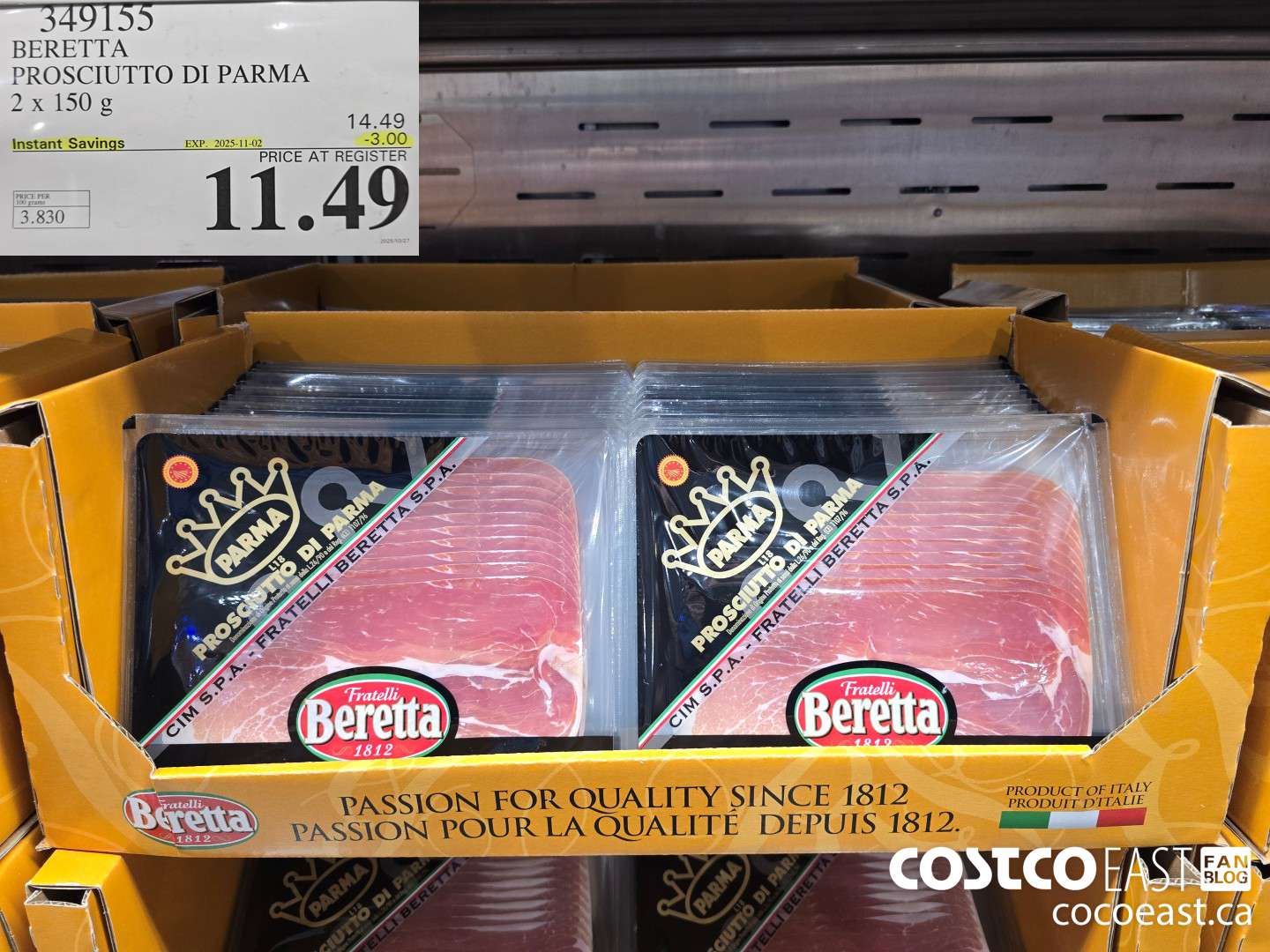 349155 BERETTA PROSCIUTTO DI PARMA 2x 150 G ($3.00 INSTANT SAVINGS EXPIRES ON 2025-11-02) $11.49