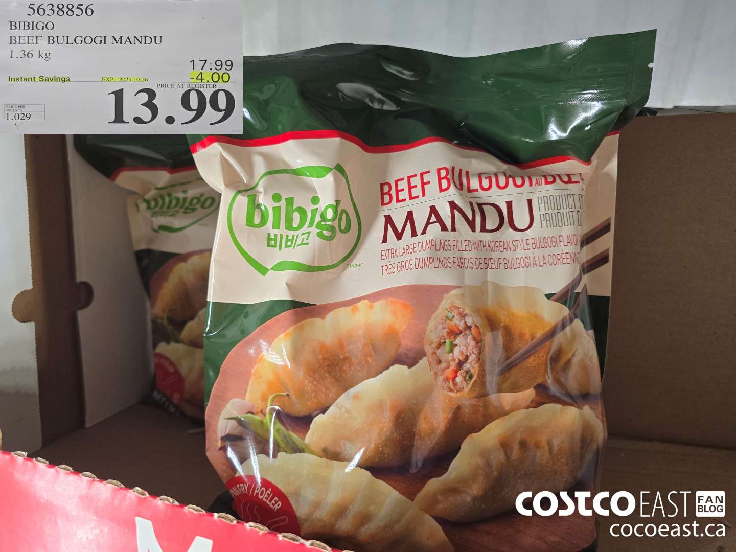 5638856 BIBIGO BEEF BULGOGI MANDU 1.36 kg ($4.00 INSTANT SAVINGS EXPIRES ON 2025-10-26) $13.99
