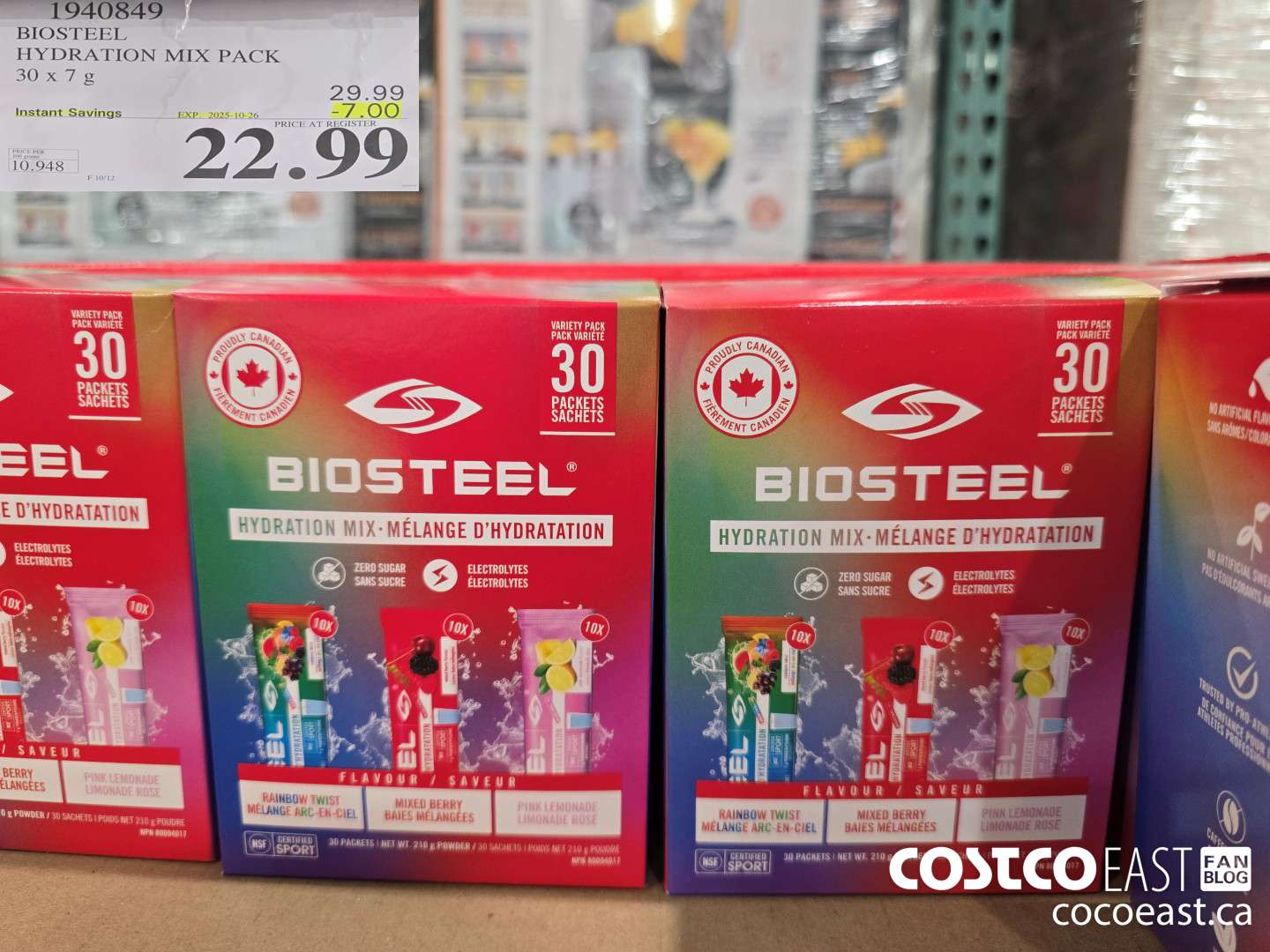 1940849 BIOSTEEL HYDRATION MIX PACK 30 X 7 G ($7.00 INSTANT SAVINGS EXPIRES ON 2025-10-26) $22.99