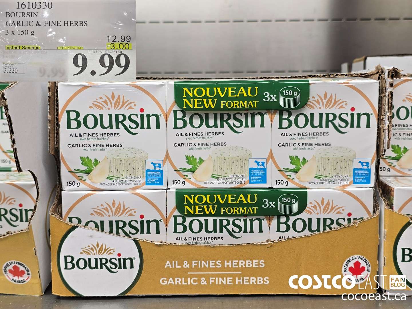 1610330 BOURSIN GARLIC & FINE HERBS 3 x 150g ($3.00 INSTANT SAVINGS EXPIRES ON 2025-10-12) $9.99