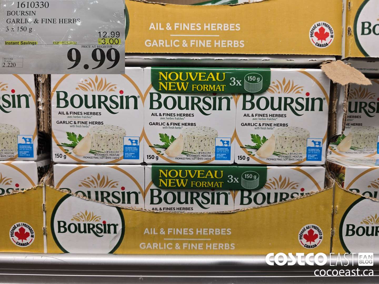 1610330 BOURSIN GARLIC & FINE HERBS 3 x 150g ($3.00 INSTANT SAVINGS EXPIRES ON 2025-10-12) $9.99