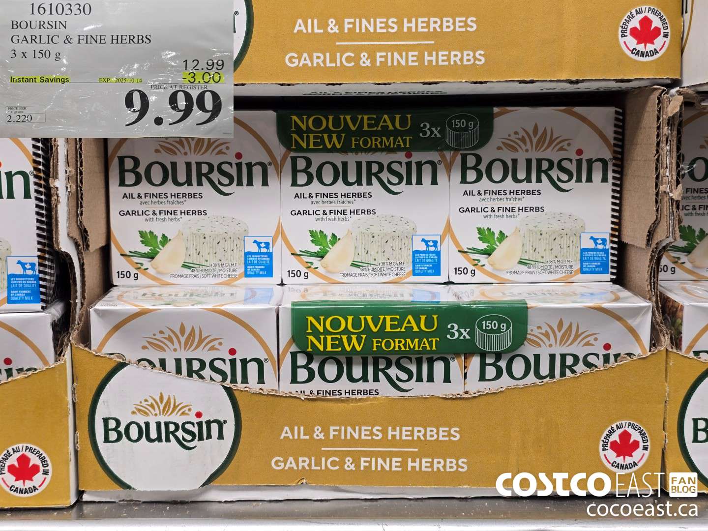 1610330 BOURSIN GARLIC & FINE HERBS 3 x 150g ($3.00 INSTANT SAVINGS EXPIRES ON 2025-10-14) $9.99