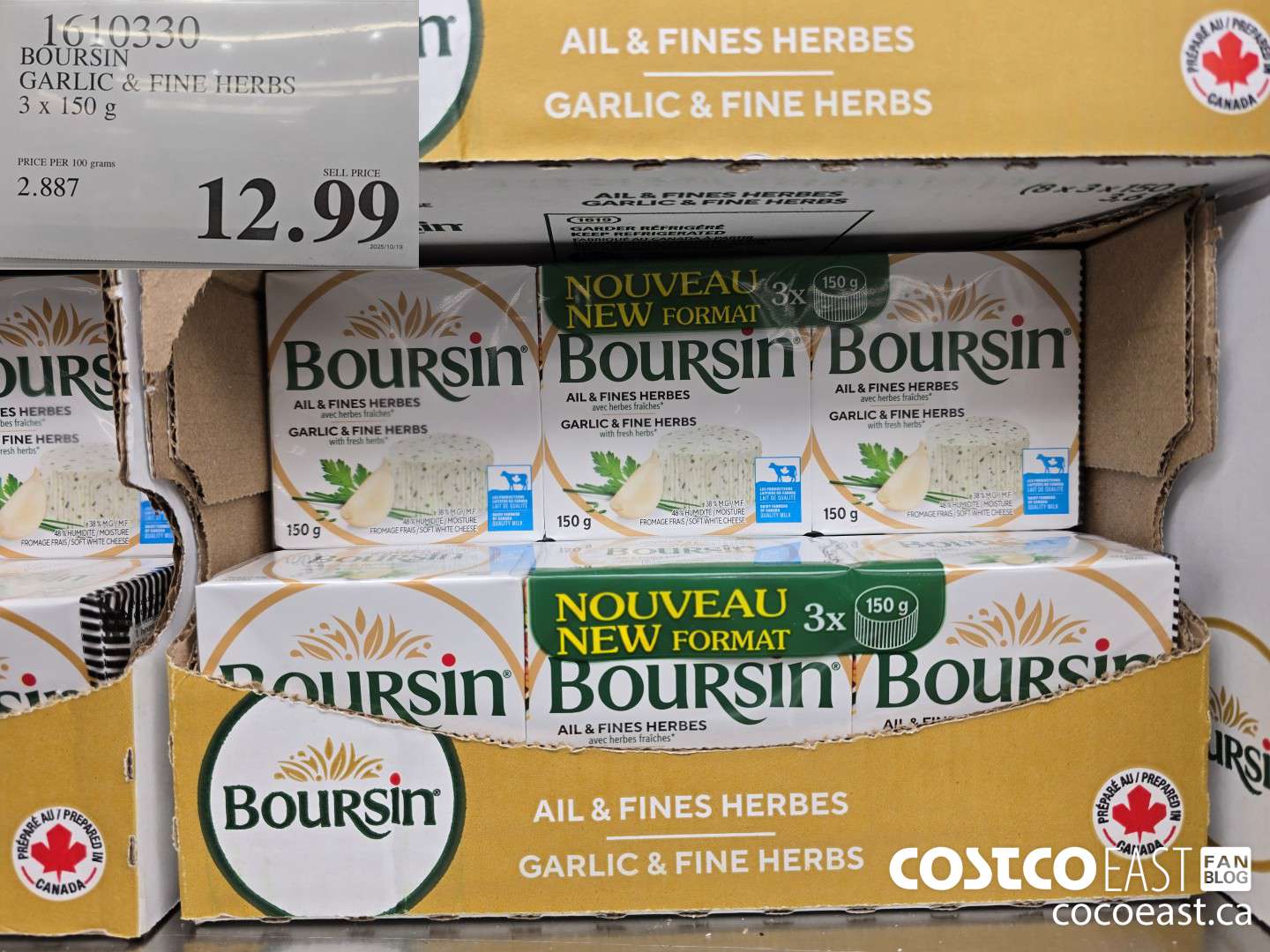 1610330 BOURSIN GARLIC & FINE HERBS 3 x 150g $12.99