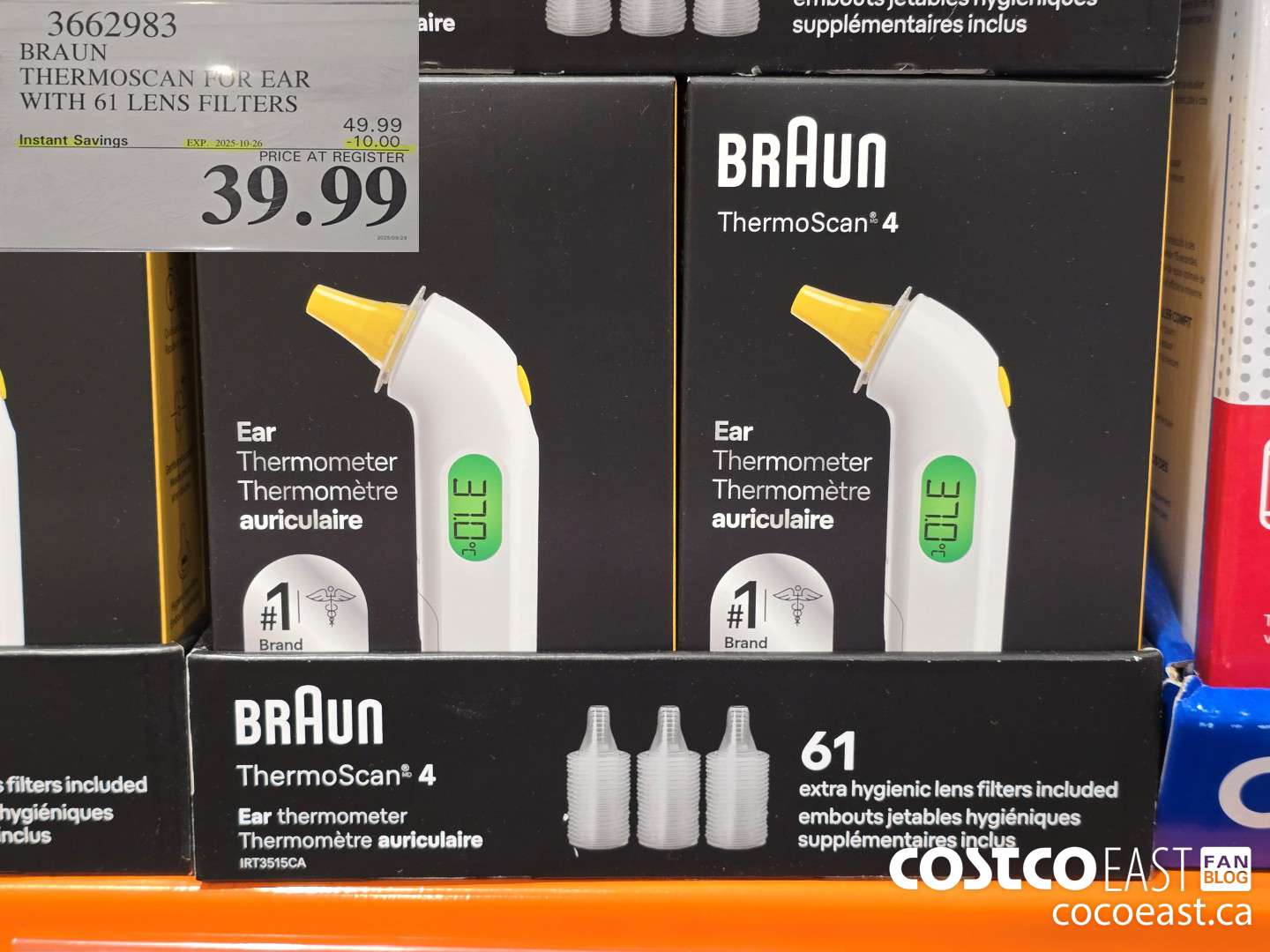 3662983 BRAUN THERMOSCAN4 EAR THERMOMETER 1 UNIT ($10.00 INSTANT SAVINGS EXPIRES ON 2025-10-26) $39.99