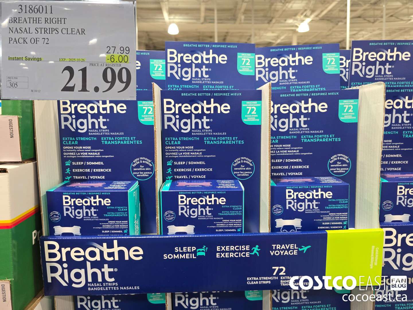 3186011 BREATHE RIGHT NASAL STRIPS CLEAR PACK OF 72 ($6.00 INSTANT SAVINGS EXPIRES ON 2005-10-26) $21.99