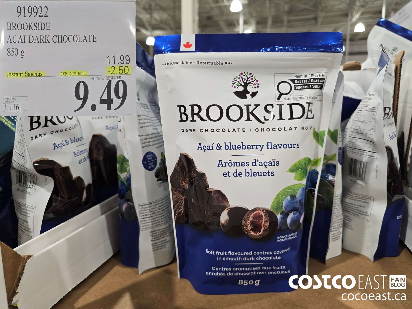 919922 BROOKSIDE ACAI AND BLUEBERRY 850 G ($2.50 INSTANT SAVINGS EXPIRES ON 2025-10-12) $9.49