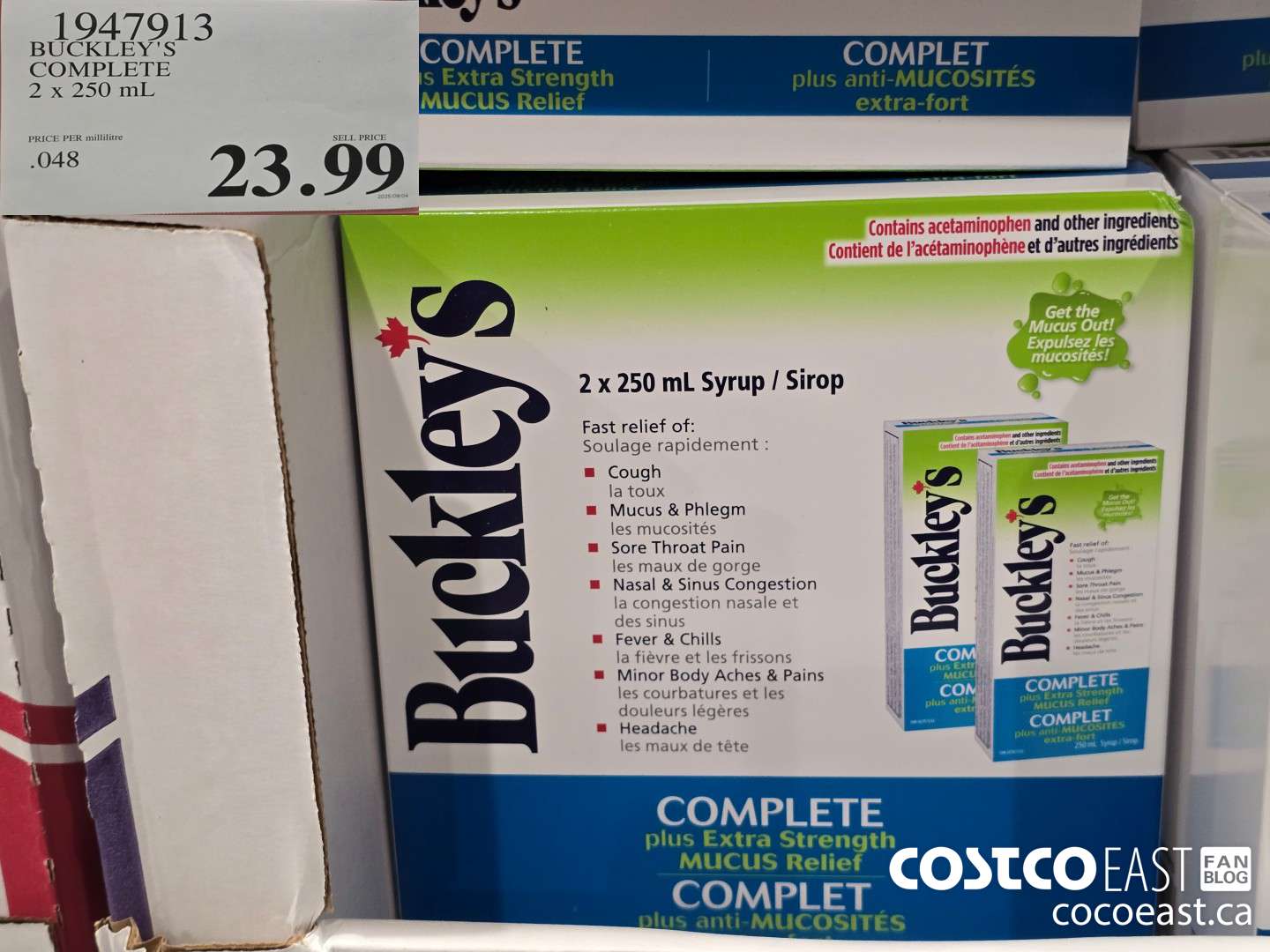 1947913 BUCKLEY'S COMPLETE 2 X 250 ML $23.99
