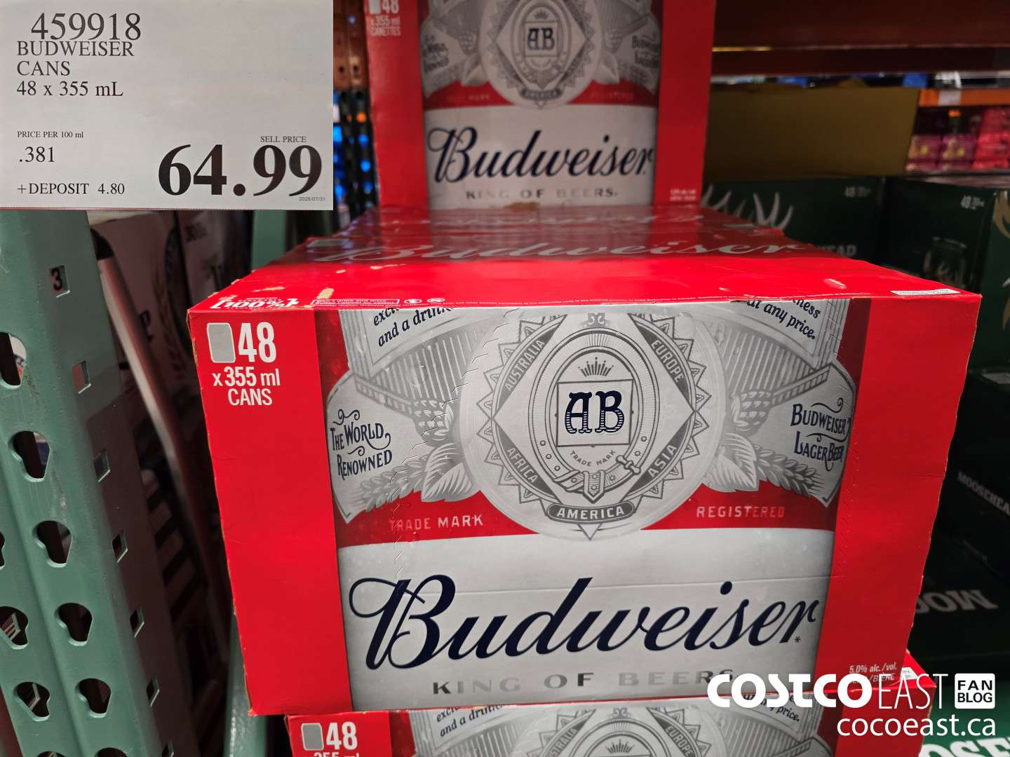 459918 BUDWEISER CANS 48 X 355 ML $64.99