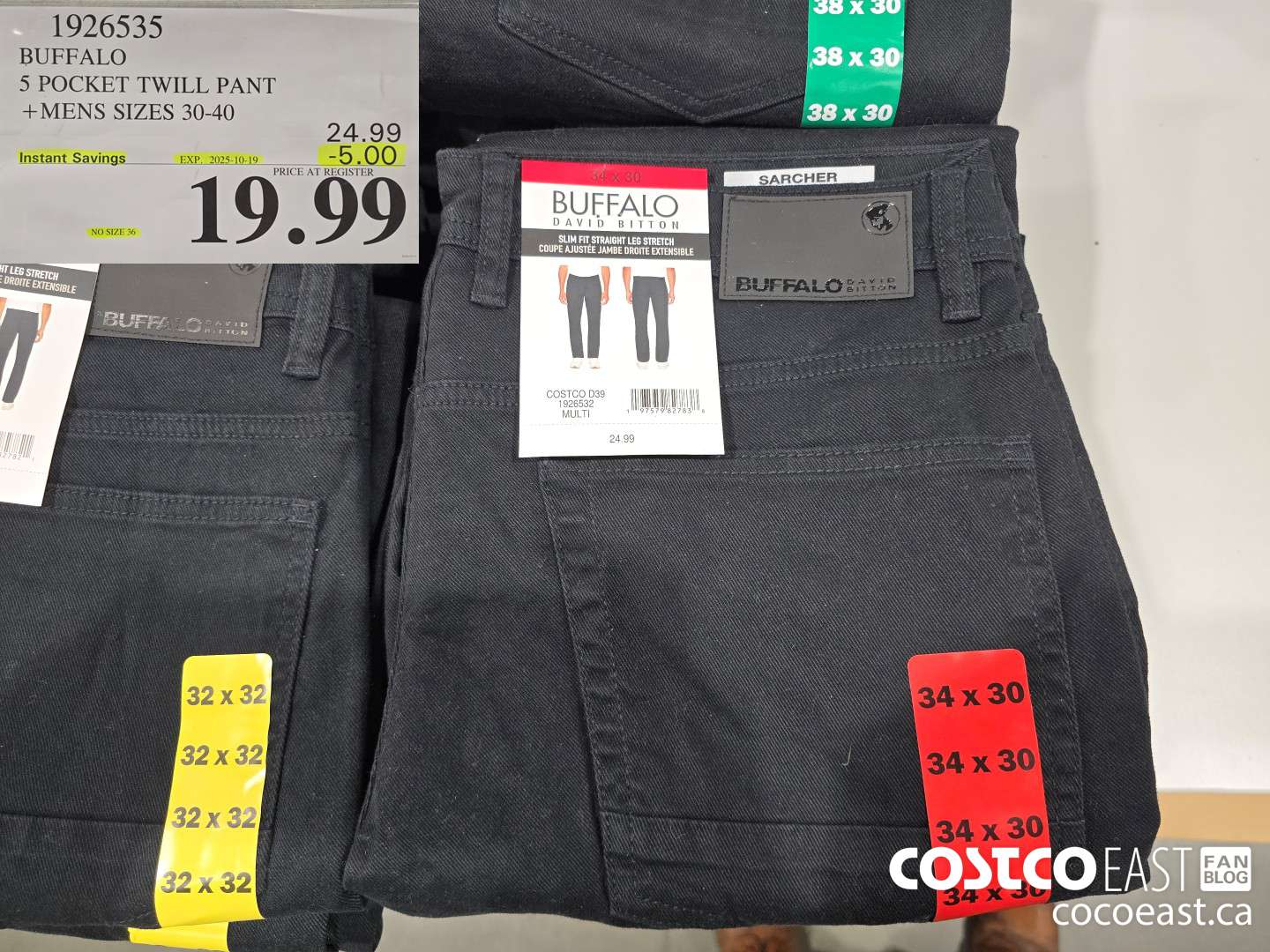 1926535 BUFFALO 5 POCKET TWILL PANT +MENS SIZES 30-40 ($5.00 INSTANT SAVINGS EXPIRES ON 2025-10-19) $19.99