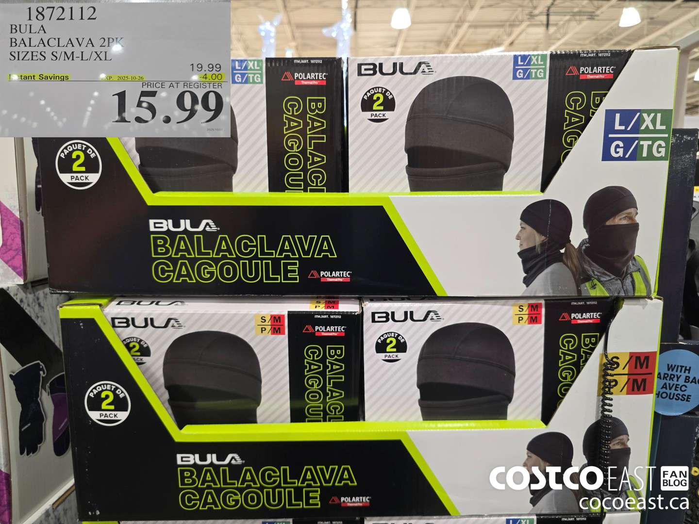 1872112 BULA BALACLAVA 2PK SIZES S/M-L/XL ($4.00 INSTANT SAVINGS EXPIRES ON 2025-10-26) $15.99