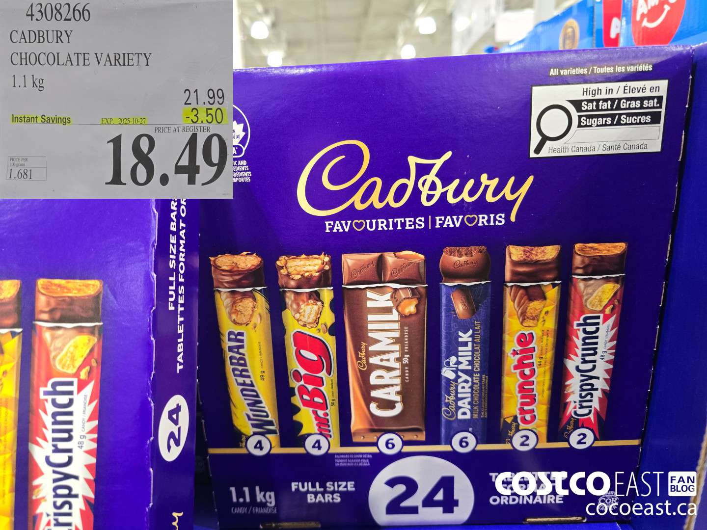 4308266 CADBURY CHOCOLATE VARIETY 1.1 kg ($3.50 INSTANT SAVINGS EXPIRES ON 2025-10-27) $18.49