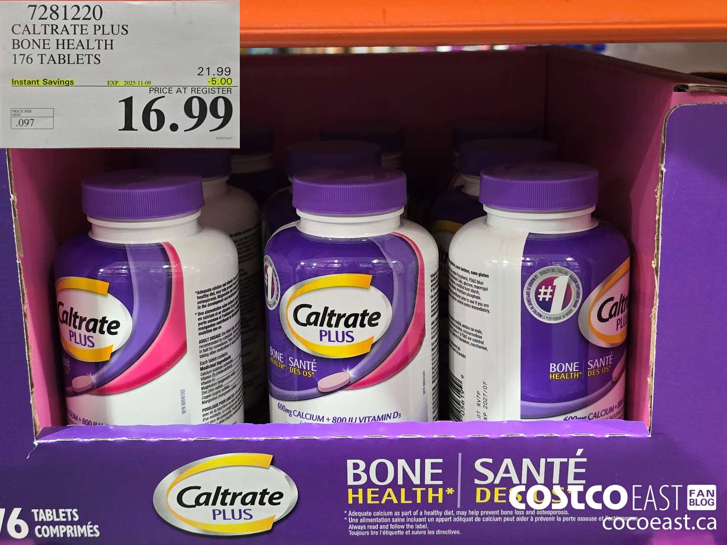 7281220 CALTRATE PLUS BONE HEALTH 176 TABLETS ($5.00 INSTANT SAVINGS EXPIRES ON 2025-11-09) $16.99