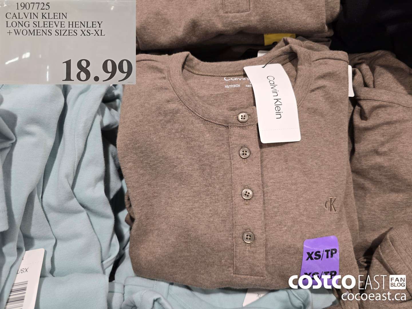 1907725 CALVIN KLEIN LONG SLEEVE HENLEY +WOMENS SIZES XS-XL $18.99