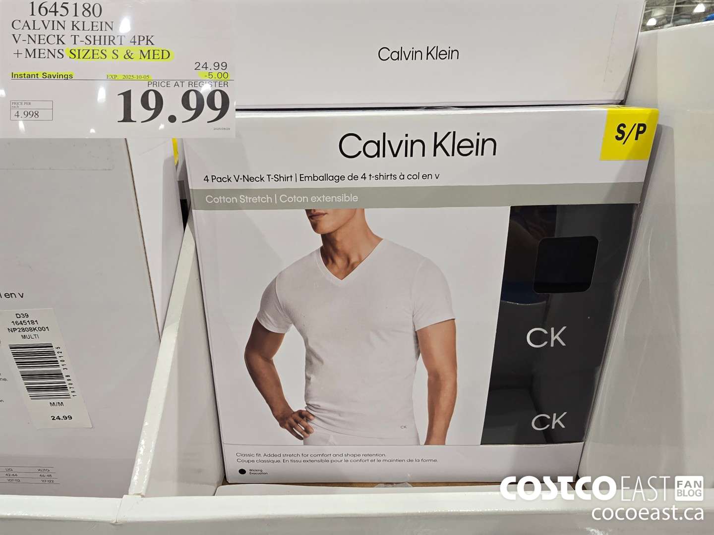 1645180 CALVIN KLEIN V-NECK T-SHIRTS 4PK +MENS SIZES S & MED ($5.00 INSTANT SAVINGS EXPIRES ON 2025-10-05) $19.99