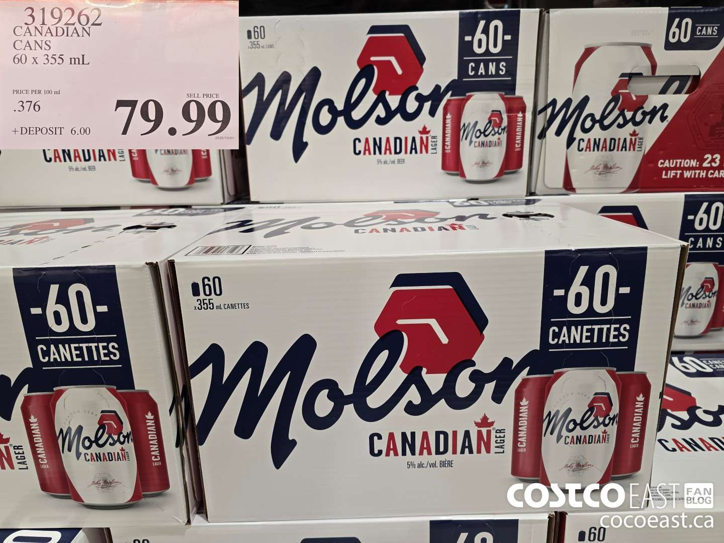 319262 CANADIAN CANS 60 x 355 mL $79.99