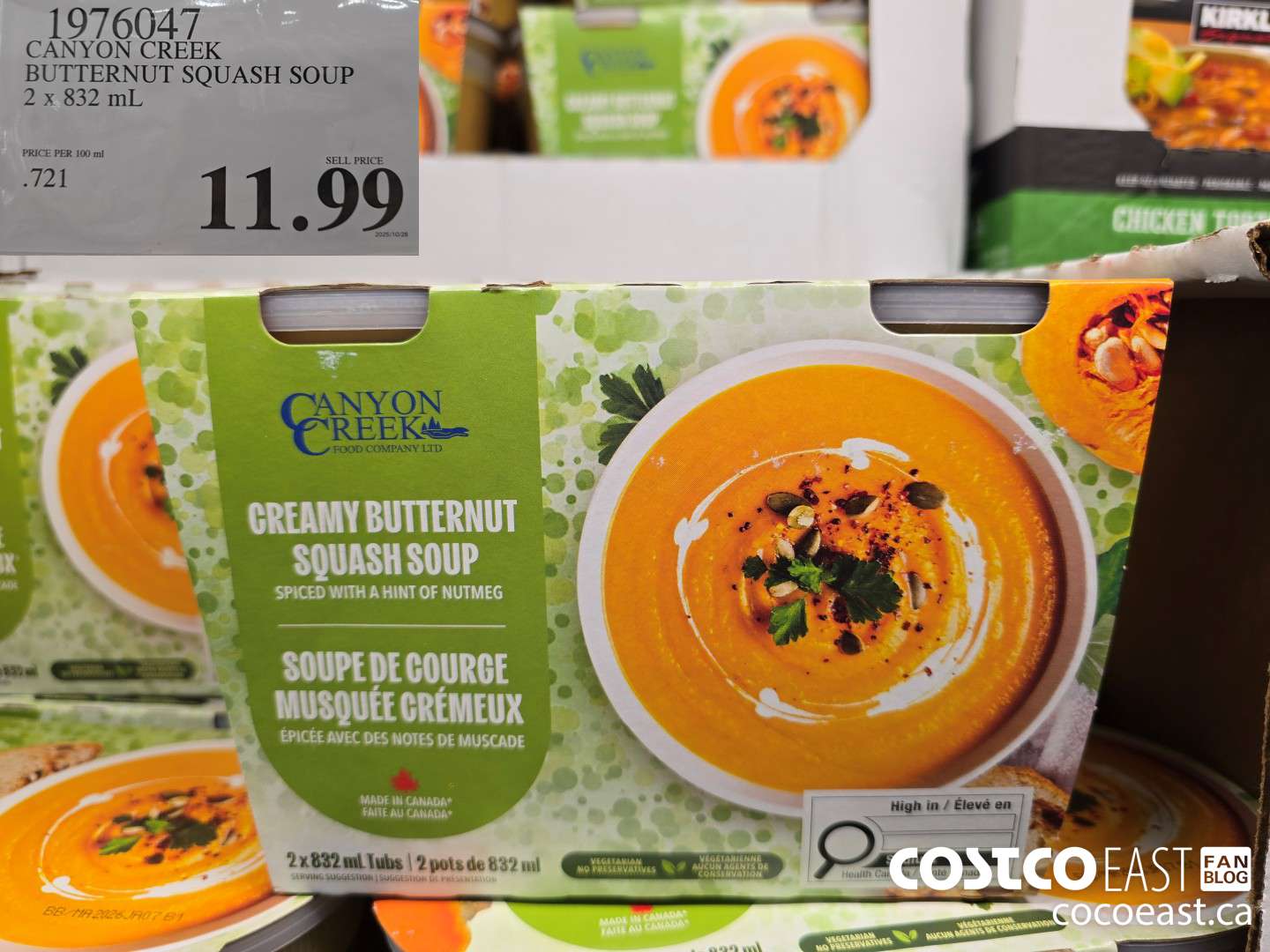 1976047 CANYON CREEK BUTTERNUT SQUASH SOUP 2 x 832 mL $11.99