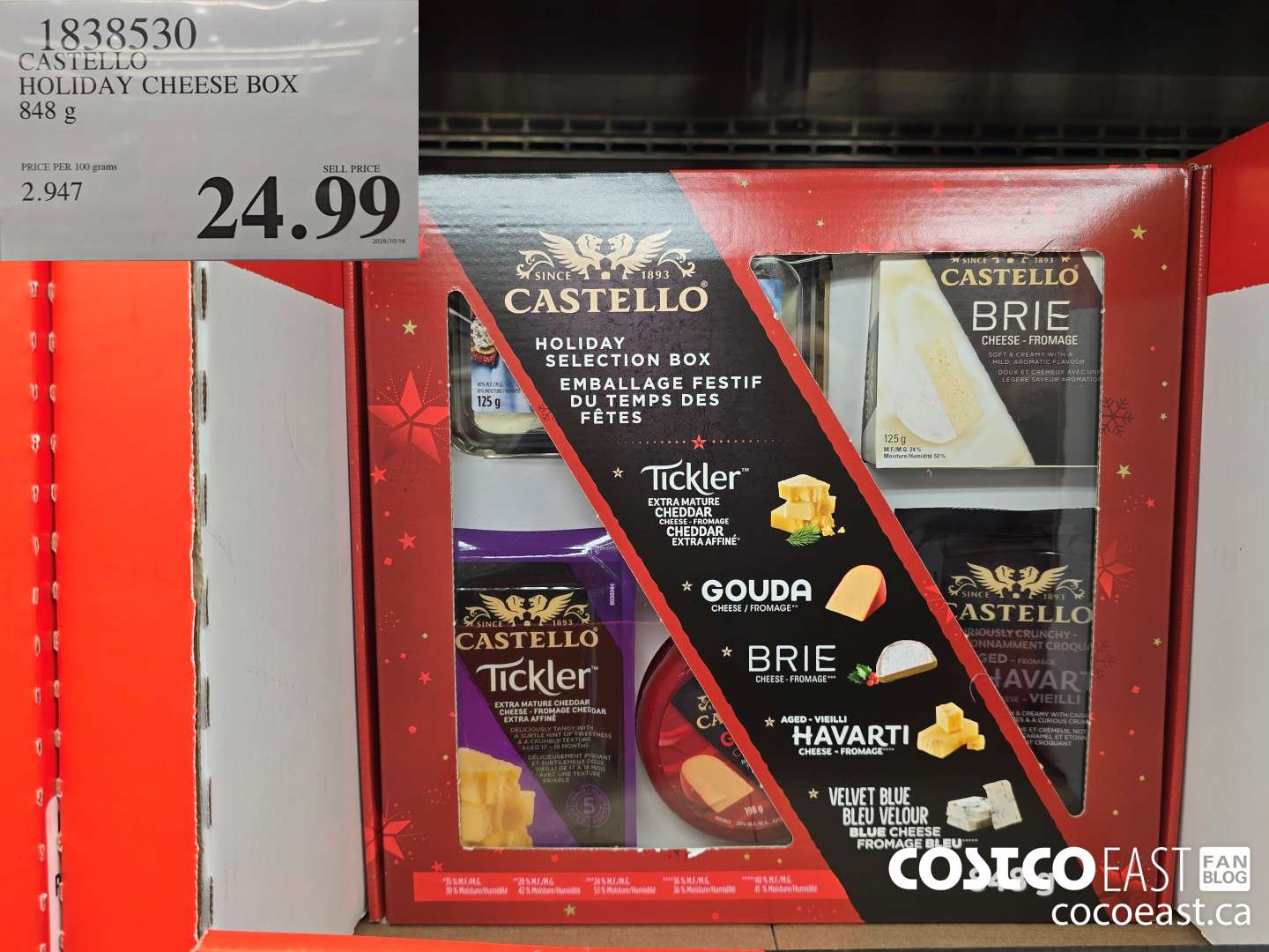 1838530 CASTELLO HOLIDAY CHEESE BOX 848 g $24.99