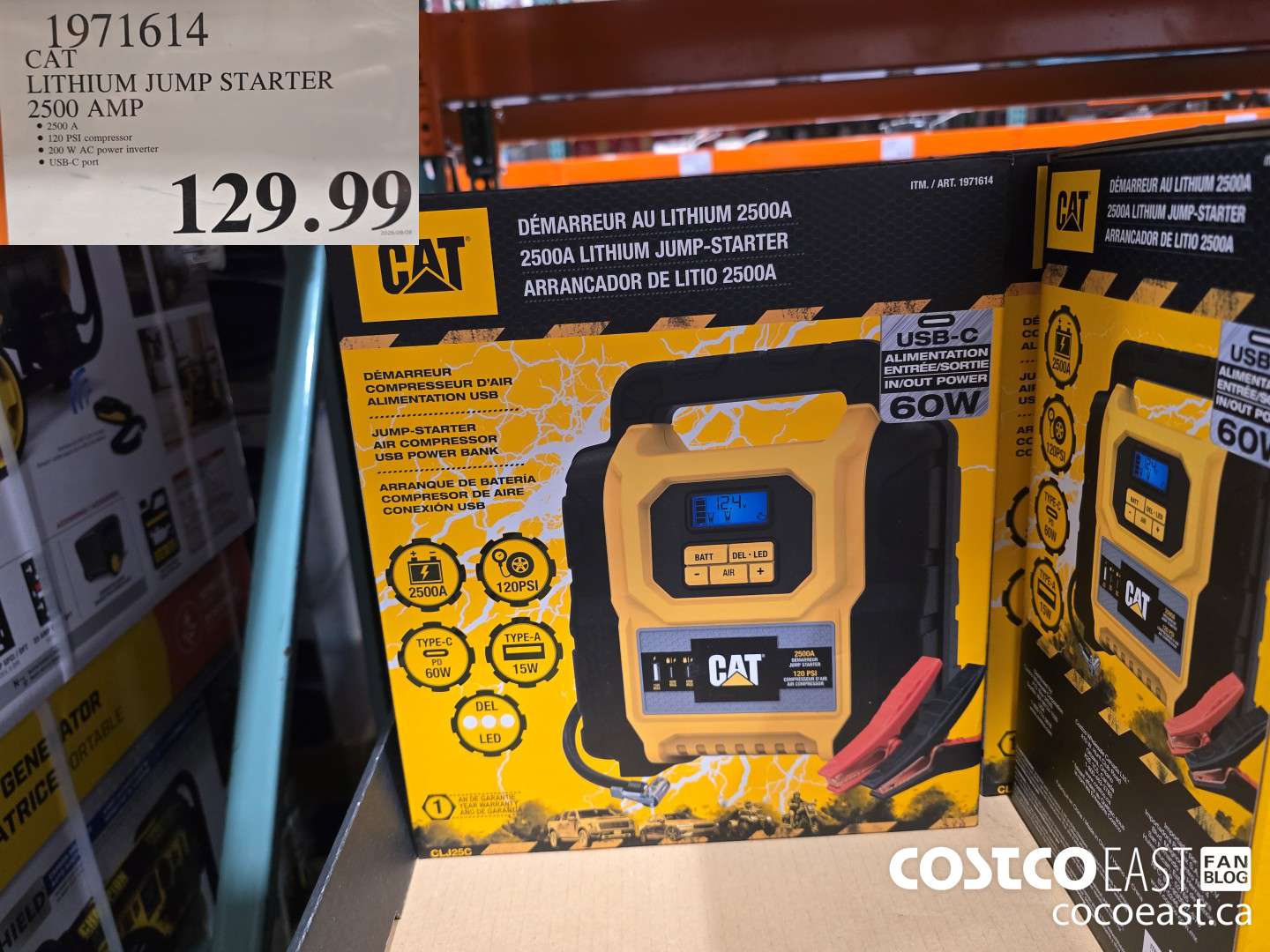 1971614 CAT LITHIUM JUMP STARTER 2500 AMP $129.99