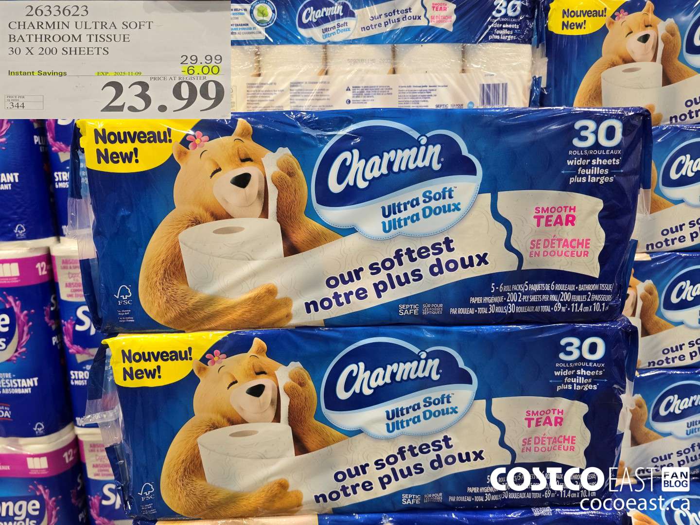 2633623 CHARMIN ULTRA SOFT BATHROOM TISSUE 30 X 200 SHEETS ($6.00 INSTANT SAVINGS EXPIRES ON 2025-11-09) $23.99