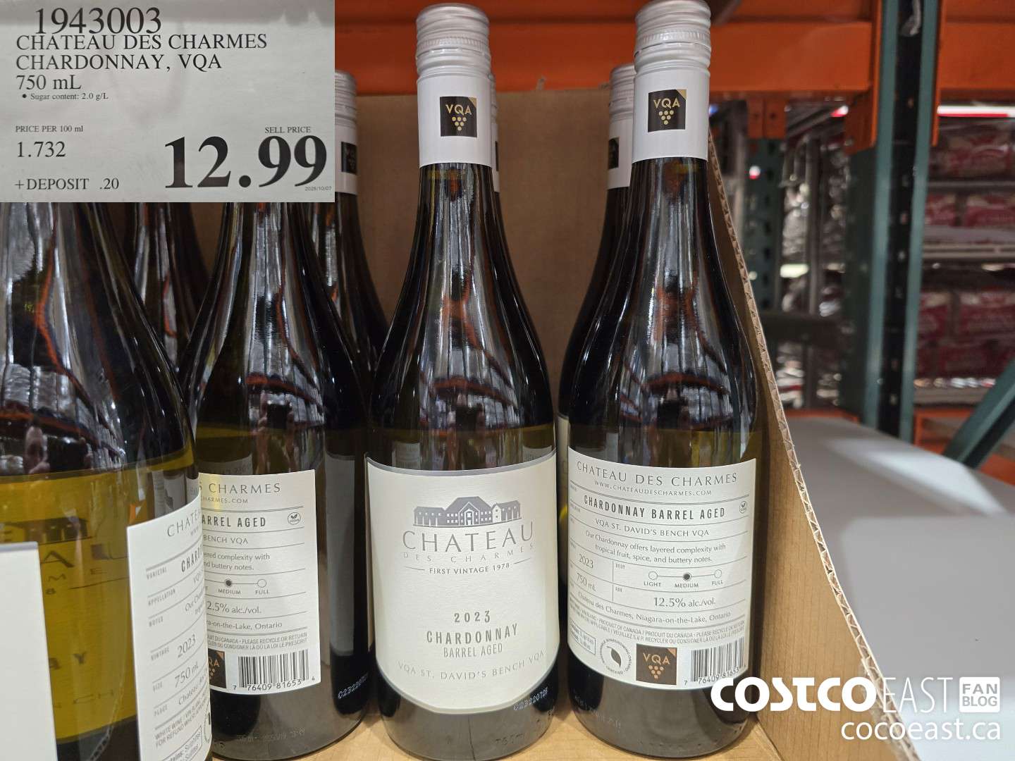 1943003 CHATEAU DES CHARMES CHARDONNAY VQA 750 ML $12.99