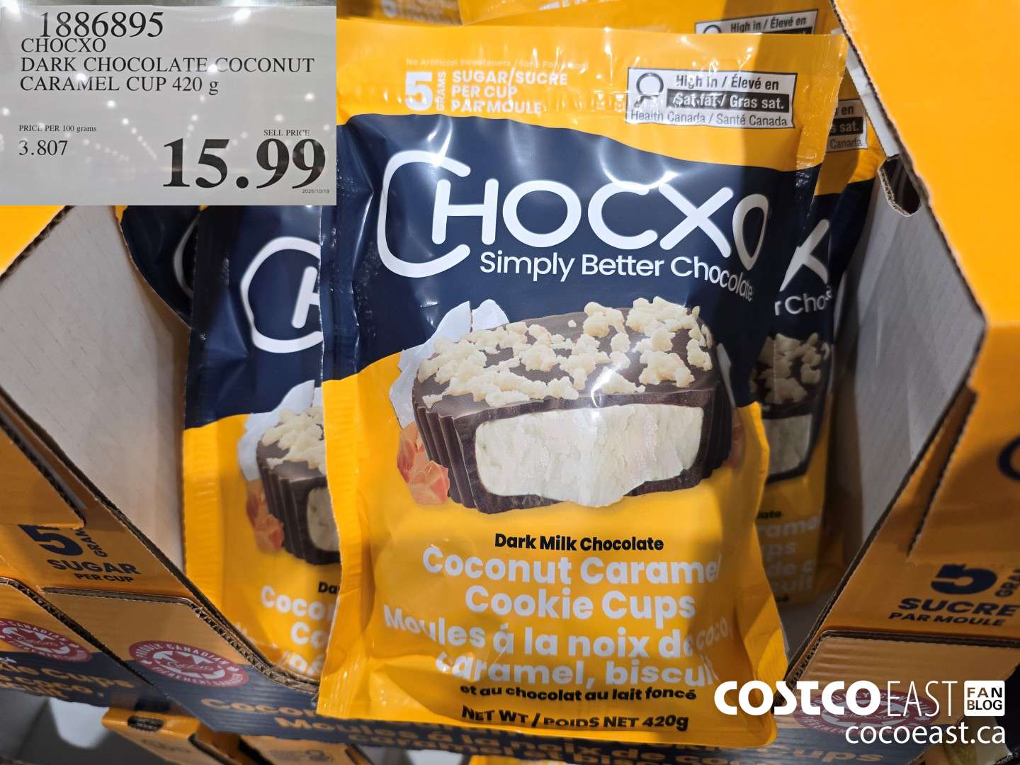 1886895 CHOCXO DARK CHOCOLATE COCONUT CARAMEL CUP 420 G $15.99