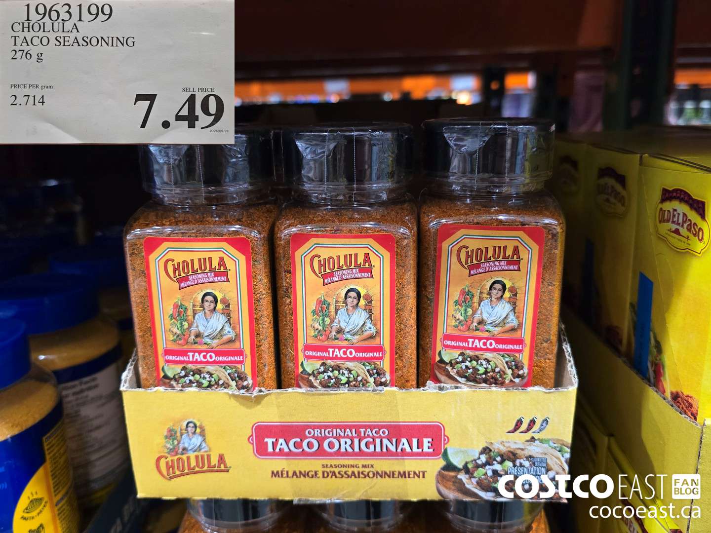 1963199 CHOLULA TACO SEASONING 276 g $7.49