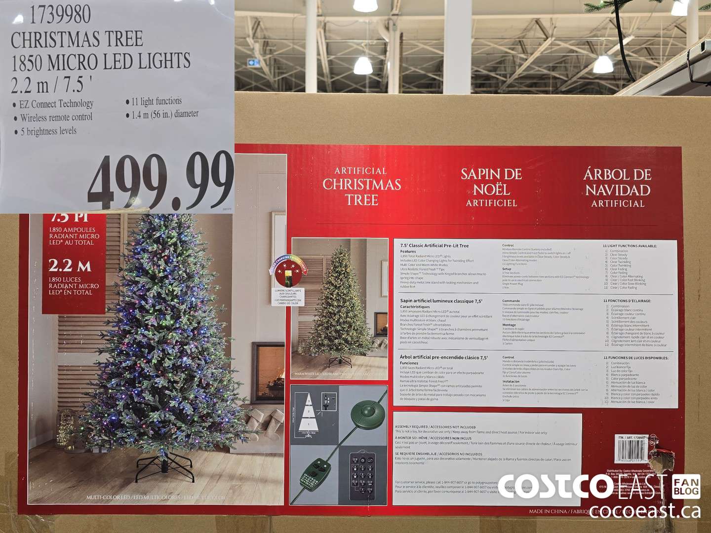 1739980 CHRISTMAS TREE 1850 MICRO LED LIGHTS 2.2 M /7.5' $499.99