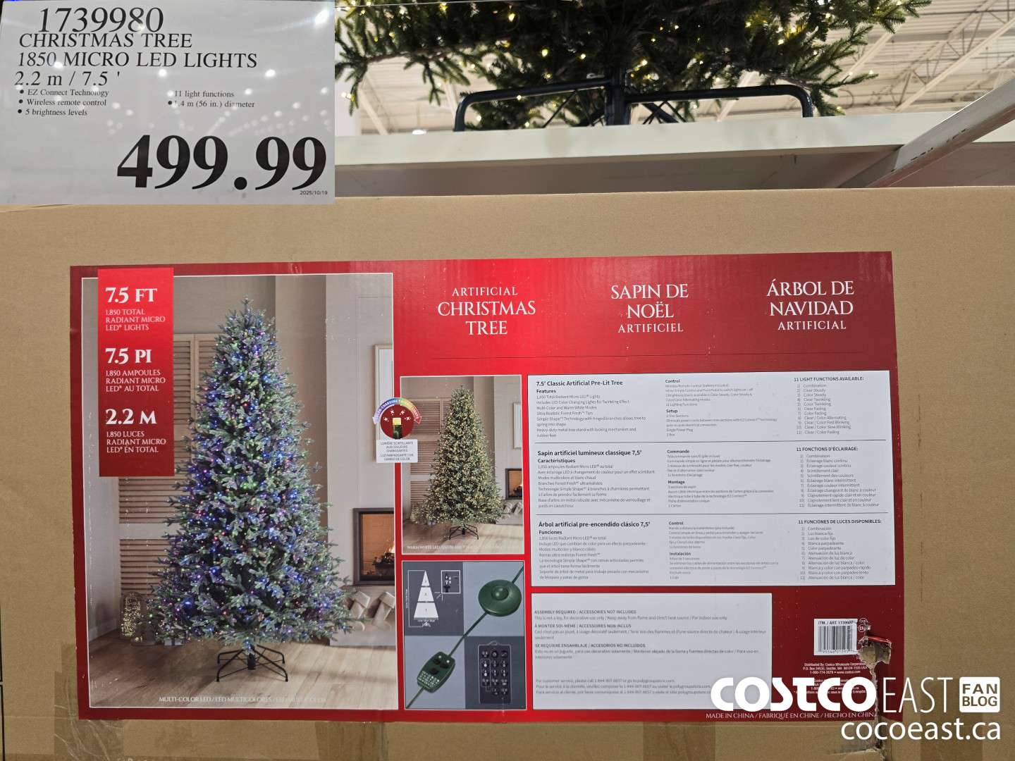 1739980 CHRISTMAS TREE 1850 MICRO LED LIGHTS 2.2 M /7.5' $499.99