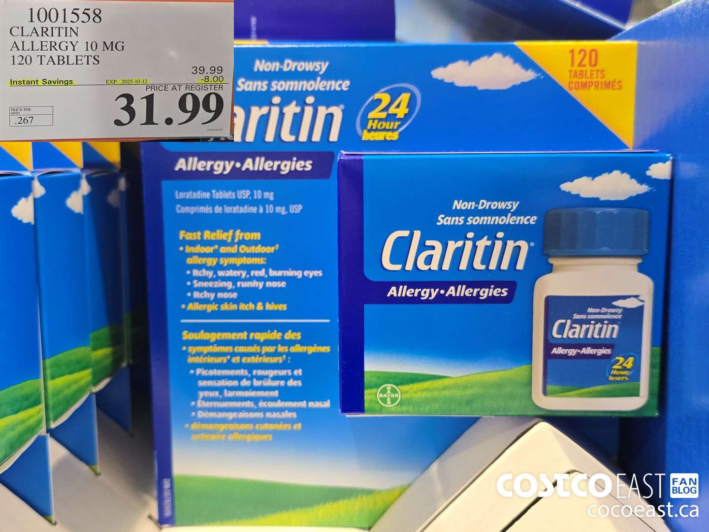 1001558 CLARITIN ALLERGY 10MG 120 TABLETS ($8.00 INSTANT SAVINGS EXPIRES ON 2025-10-12) $31.99
