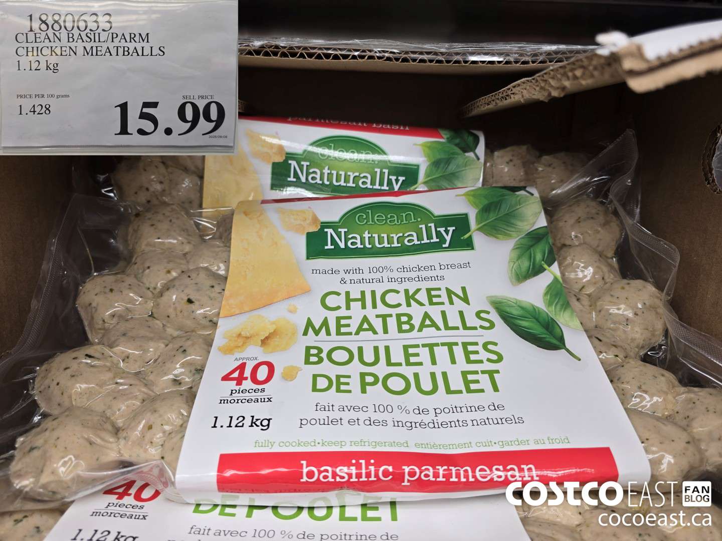 1880633 CLEAN BASIL/PARM CHICKEN MEATBALLS 1.12 KG $15.99