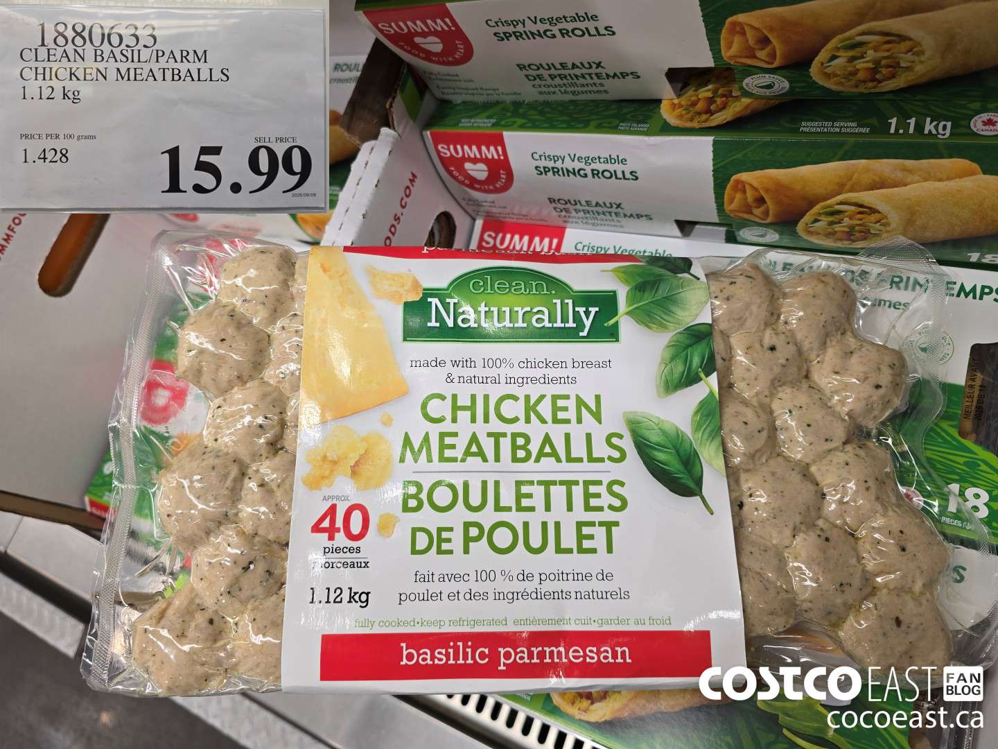 1980035 CLEAN BASIL/PARM CHICKEN MEATBALLS 1.12 kg $15.99