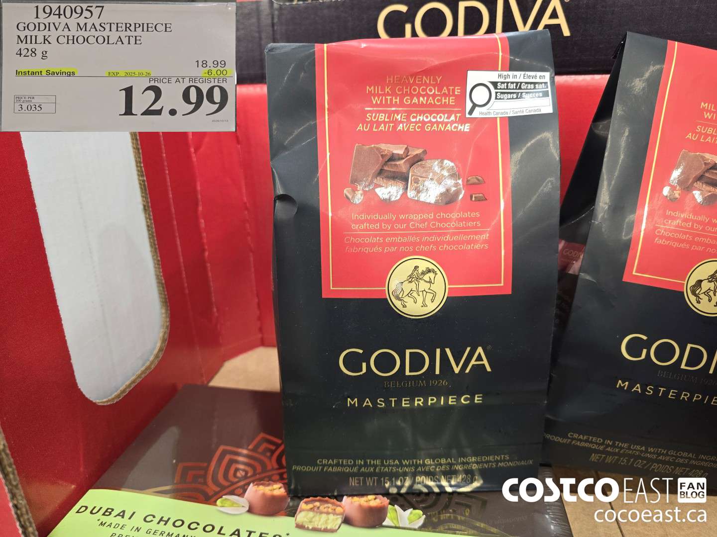 1940957 CODIVA MASTERPIECE MILK CHOCOLATE 428 g ($6.00 INSTANT SAVINGS EXPIRES ON 2025-10-26) $12.99