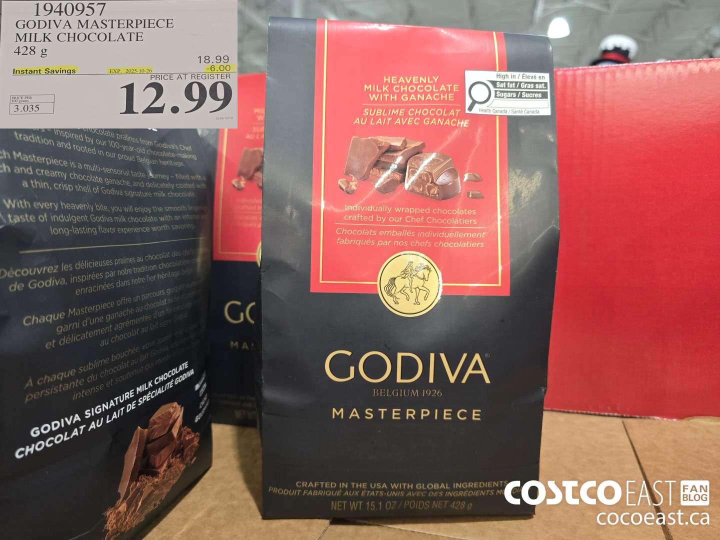 1940957 CODIVA MASTERPIECE MILK CHOCOLATE 428 g ($6.00 INSTANT SAVINGS EXPIRES ON 2025-10-26) $12.99