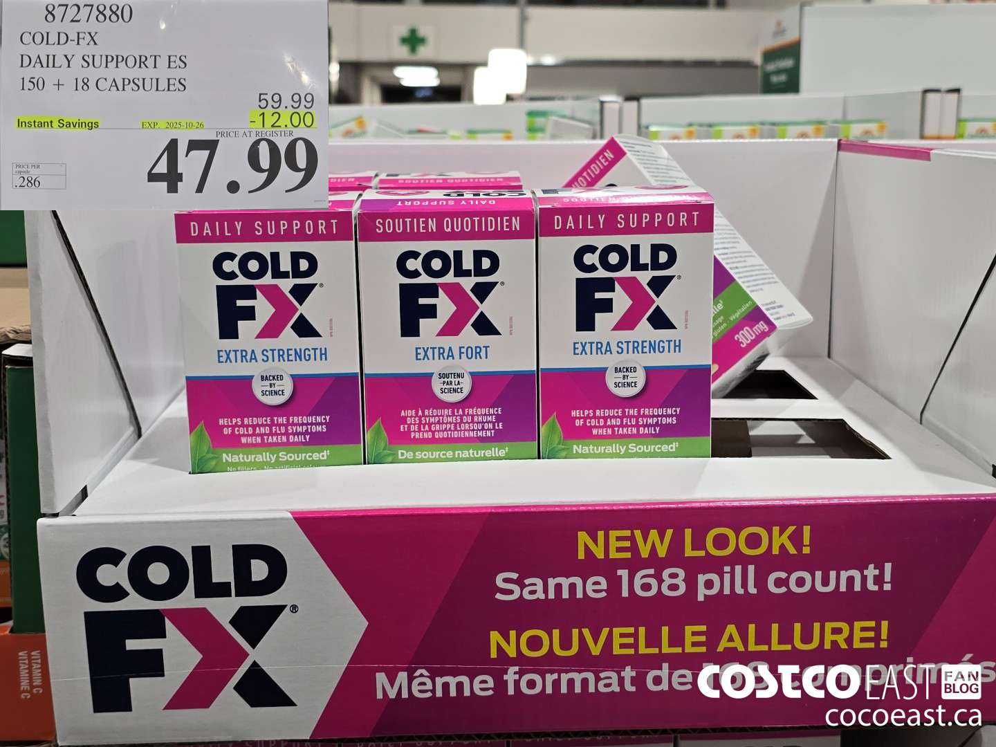 8727880 COLD-FX EXTRA STRENGTH DAILY DEFENSE 150 + 18 CAPSULES ($12.00 INSTANT SAVINGS EXPIRES ON 2025-10-26) $47.99