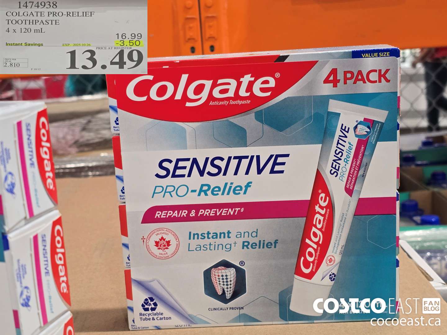 1474938 COLGATE PRO-RELIEF TOOTHPASTE 4x 120 mL ($3.50 INSTANT SAVINGS EXPIRES ON 2025-10-26) $13.49